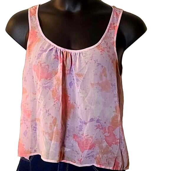 I Love H81 Women's Sleeveless Floral Blouse - Size Large Flowy Sheer Top - Picture 8 of 8